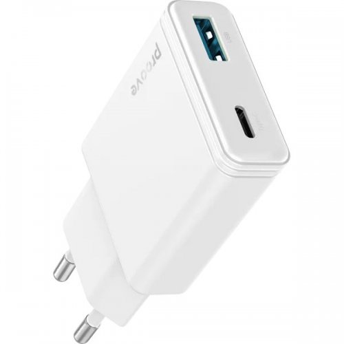 Мережевий зарядний пристрій Proove Slender USB + USB Type-C 45W (WCSL45110002) White купити в Україні: Київ, Львів, Хмельницький, Тернопіль, Івано-Франківськ | Низька ціна, відгуки, характеристики від TELEMART фото
