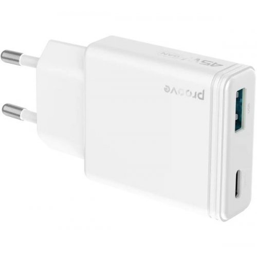 Мережевий зарядний пристрій Proove Slender USB + USB Type-C 45W (WCSL45110002) White купити в Україні: Київ, Львів, Хмельницький, Тернопіль, Івано-Франківськ | Низька ціна, відгуки, характеристики від TELEMART фото