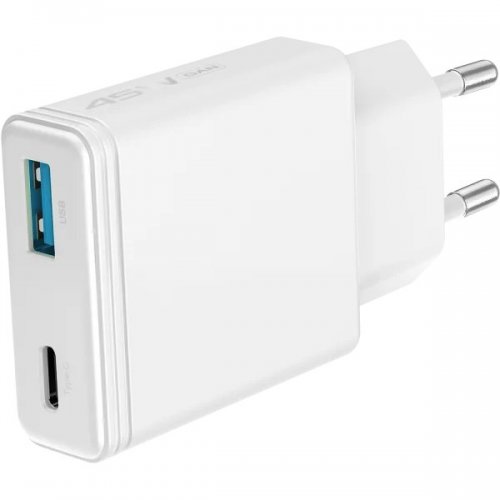 Мережевий зарядний пристрій Proove Slender USB + USB Type-C 45W (WCSL45110002) White купити в Україні: Київ, Львів, Хмельницький, Тернопіль, Івано-Франківськ | Низька ціна, відгуки, характеристики від TELEMART фото