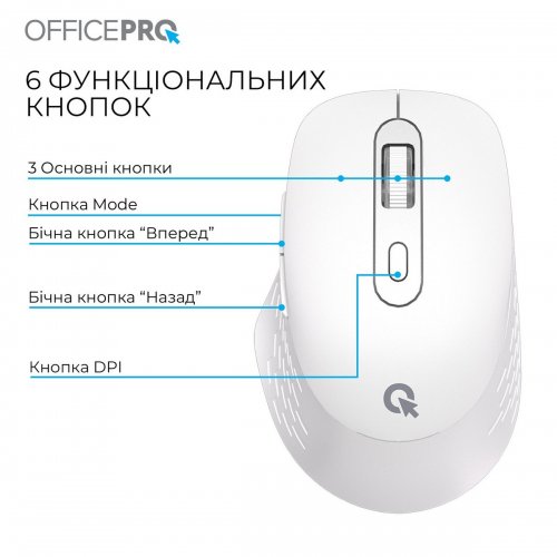 Мышка OfficePro M265 Silent Click Wireless White купить в Украине: Киев, Днепр, Харьков, Одесса  | Низкая цена, отзывы, характеристики от TELEMART фото