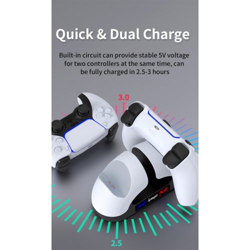 Зарядна станція для геймпадів iPega for DualSense PS5 (PG-P5008) купити в Україні: Київ, Львів, Хмельницький, Тернопіль, Івано-Франківськ | Низька ціна, відгуки, характеристики від TELEMART фото