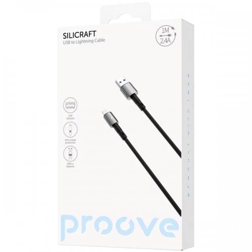 Кабель Proove Silicraft USB to Lightning 2.4A 1m (CCSC12001101) Black купить в Украине: Киев, Днепр, Харьков, Одесса  | Низкая цена, отзывы, характеристики от TELEMART фото