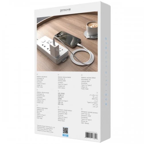 Кабель Proove Simple Silicone USB Type-C to USB Type-C 60W 2m (CCSI60002222) White купить в Украине: Киев, Днепр, Харьков, Одесса  | Низкая цена, отзывы, характеристики от TELEMART фото