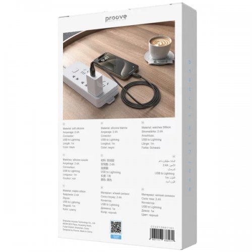 Кабель Proove Simple Silicone USB to Lightning 2.4A 1m (CCSS12001101) Black купить в Украине: Киев, Днепр, Харьков, Одесса  | Низкая цена, отзывы, характеристики от TELEMART фото