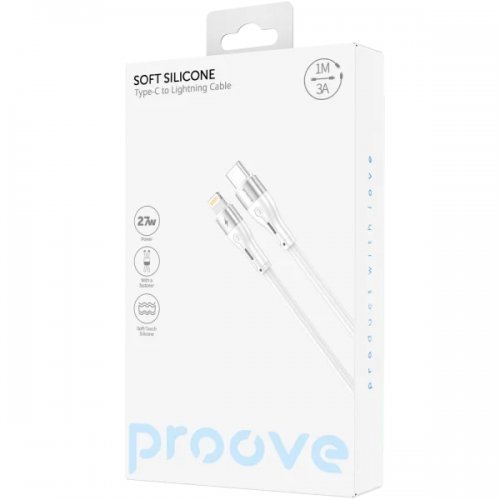Кабель Proove Soft Silicone USB Type-C to Lightning 27W 1m (CCSO27002102) White купить в Украине: Киев, Днепр, Харьков, Одесса  | Низкая цена, отзывы, характеристики от TELEMART фото