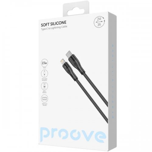 Кабель Proove Soft Silicone USB Type-C to Lightning 27W 2m (CCSO27002121) Black купить в Украине: Киев, Днепр, Харьков, Одесса  | Низкая цена, отзывы, характеристики от TELEMART фото