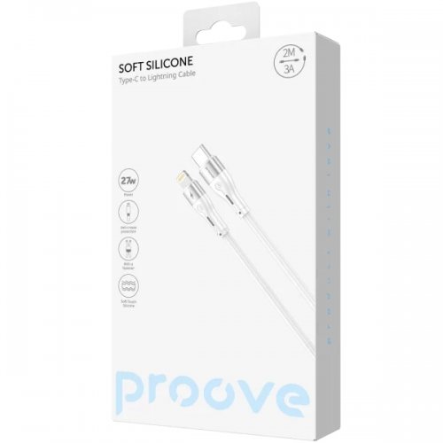 Кабель Proove Soft Silicone USB Type-C to Lightning 27W 2m (CCSO27002122) White купить в Украине: Киев, Днепр, Харьков, Одесса  | Низкая цена, отзывы, характеристики от TELEMART фото