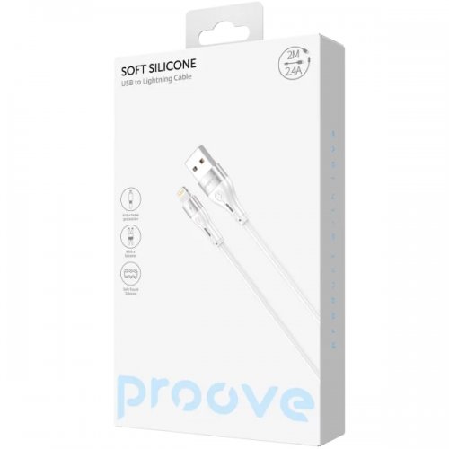 Кабель Proove Soft Silicone USB to Lightning 2.4A 2m (CCSO20001122) White купить в Украине: Киев, Днепр, Харьков, Одесса  | Низкая цена, отзывы, характеристики от TELEMART фото