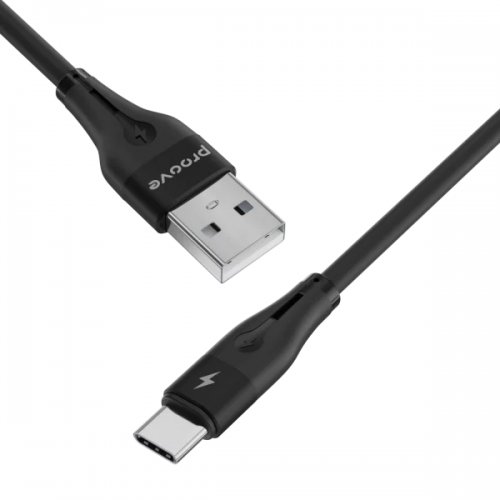Кабель Proove Soft Silicone USB to USB Type-C 3A 2m (CCSO20001221) Black купить в Украине: Киев, Днепр, Харьков, Одесса  | Низкая цена, отзывы, характеристики от TELEMART фото