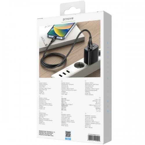 Кабель Proove Soft Silicone USB to USB Type-C 3A 2m (CCSO20001221) Black купить в Украине: Киев, Днепр, Харьков, Одесса  | Низкая цена, отзывы, характеристики от TELEMART фото
