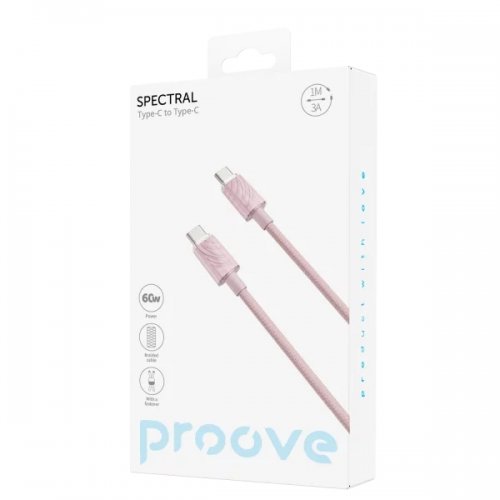 Кабель Proove Spectral USB Type-C to USB Type-C 60W 1m (CCSP60002215) Pink купить в Украине: Киев, Днепр, Харьков, Одесса  | Низкая цена, отзывы, характеристики от TELEMART фото