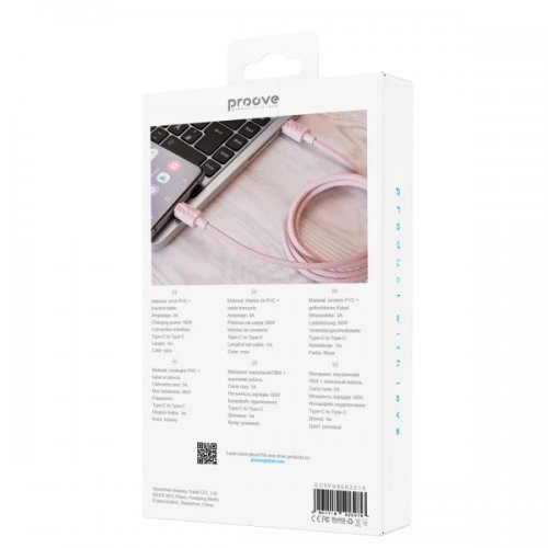 Кабель Proove Spectral USB Type-C to USB Type-C 60W 1m (CCSP60002215) Pink купить в Украине: Киев, Днепр, Харьков, Одесса  | Низкая цена, отзывы, характеристики от TELEMART фото