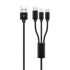 Кабель Proove Triple Connection 3 in 1 USB Type-C + Micro USB + Lightning 1.2m (CCTC20001501) Black