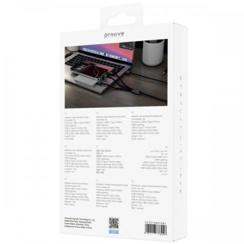 Кабель Proove Triple Connection 3 in 1 USB Type-C + Micro USB + Lightning 1.3m (CCTC15001501) Black купить в Украине: Киев, Днепр, Харьков, Одесса  | Низкая цена, отзывы, характеристики от TELEMART фото