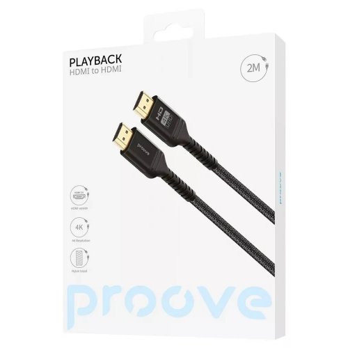 Кабель Proove PlayBack HDMI to HDMI 2m (DCP220003601) Black купить в Украине: Киев, Днепр, Харьков, Одесса  | Низкая цена, отзывы, характеристики от TELEMART фото