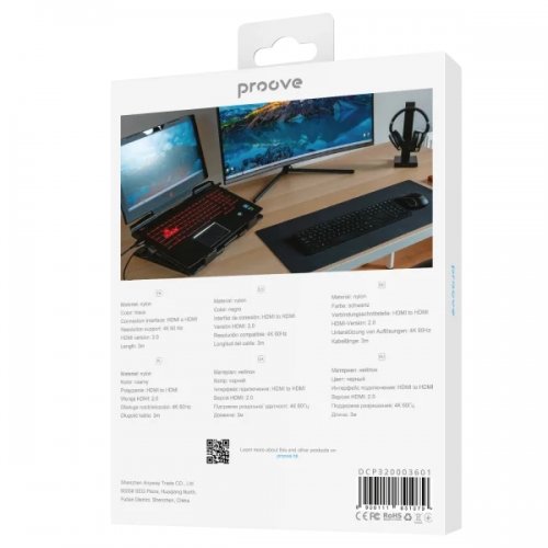 Кабель Proove PlayBack HDMI to HDMI 3m (DCP320003601) Black купить в Украине: Киев, Днепр, Харьков, Одесса  | Низкая цена, отзывы, характеристики от TELEMART фото