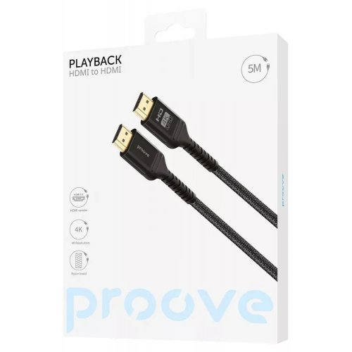 Кабель Proove PlayBack HDMI to HDMI 5m (DCP520003601) Black купити в Україні: Київ, Львів, Хмельницький, Тернопіль, Івано-Франківськ | Низька ціна, відгуки, характеристики від TELEMART фото
