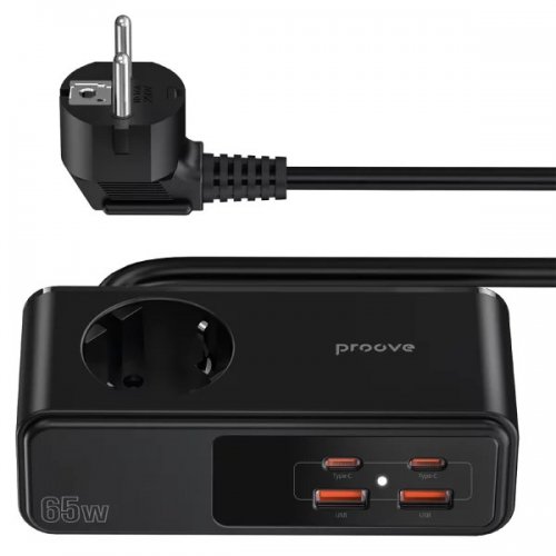 Сетевой фильтр Proove Homester Pro 1.5 м 1 розетка + 2 x USB + 2 x USB Type-C (PSHP25002201) Black купить в Украине: Киев, Днепр, Харьков, Одесса  | Низкая цена, отзывы, характеристики от TELEMART фото