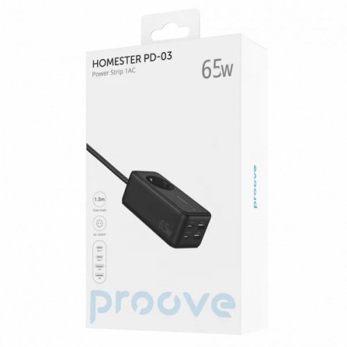 Сетевой фильтр Proove Homester PD-03 1.5 м 1 розетка + 2 x USB + 2 x USB Type-C (PSP165220001) Black купить в Украине: Киев, Днепр, Харьков, Одесса  | Низкая цена, отзывы, характеристики от TELEMART фото