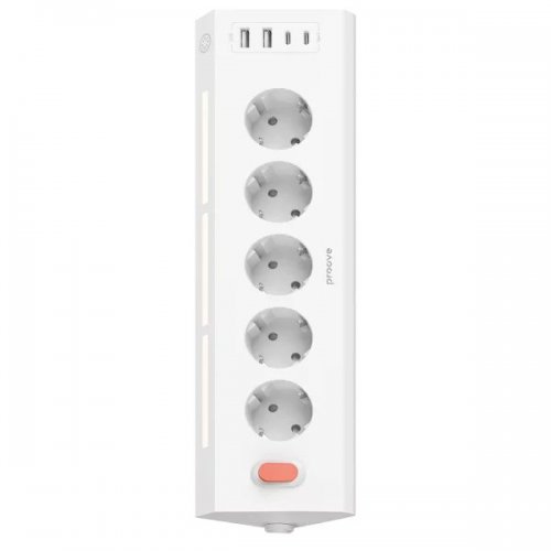 Сетевой фильтр Proove Prism Socket 1.6 м 5 розеток + 2 x USB + 2 x USB Type-C (PSPS25002202) White купить в Украине: Киев, Днепр, Харьков, Одесса  | Низкая цена, отзывы, характеристики от TELEMART фото