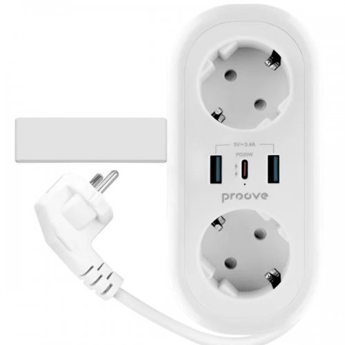 Сетевой фильтр Proove Supercoil 1.5 м 2 розетки + 2 x USB + USB Type-C (PSPS25002102) White купить в Украине: Киев, Днепр, Харьков, Одесса  | Низкая цена, отзывы, характеристики от TELEMART фото