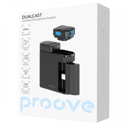 Бездротовий петличний мікрофон Proove DualCast (PDWM00002001) Black купити в Україні: Київ, Львів, Хмельницький, Тернопіль, Івано-Франківськ | Низька ціна, відгуки, характеристики від TELEMART фото