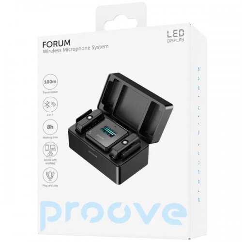 Бездротовий петличний мікрофон Proove Forum (PPWM25000201) Black купити в Україні: Київ, Львів, Хмельницький, Тернопіль, Івано-Франківськ | Низька ціна, відгуки, характеристики від TELEMART фото