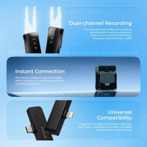 Бездротовий петличний мікрофон Proove Live (PLWM00012101) Black купити в Україні: Київ, Львів, Хмельницький, Тернопіль, Івано-Франківськ | Низька ціна, відгуки, характеристики від TELEMART фото