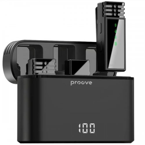 Бездротовий петличний мікрофон Proove Record (PMRC00010202) Black купити в Україні: Київ, Львів, Хмельницький, Тернопіль, Івано-Франківськ | Низька ціна, відгуки, характеристики від TELEMART фото