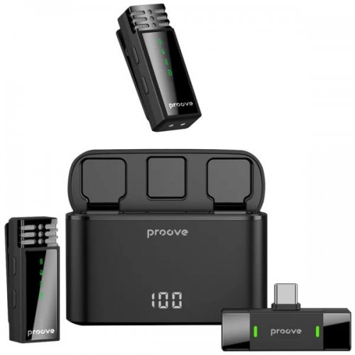 Бездротовий петличний мікрофон Proove Record (PMRC00010202) Black купити в Україні: Київ, Львів, Хмельницький, Тернопіль, Івано-Франківськ | Низька ціна, відгуки, характеристики від TELEMART фото