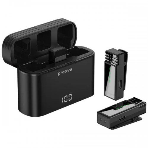 Бездротовий петличний мікрофон Proove Record (PMRC00010202) Black купити в Україні: Київ, Львів, Хмельницький, Тернопіль, Івано-Франківськ | Низька ціна, відгуки, характеристики від TELEMART фото