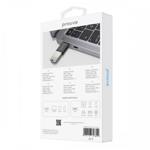 Переходник Proove Extension USB to USB Type-C (HBEX00101001) Black купить в Украине: Киев, Днепр, Харьков, Одесса  | Низкая цена, отзывы, характеристики от TELEMART фото