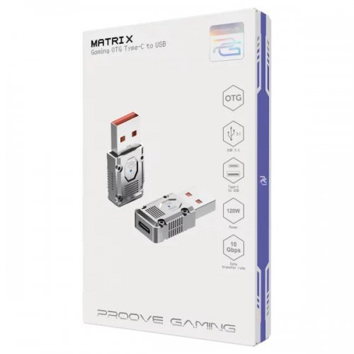 Переходник Proove Gaming Matrix USB Type-C to USB (HBMA00012006) Silver купить в Украине: Киев, Днепр, Харьков, Одесса  | Низкая цена, отзывы, характеристики от TELEMART фото