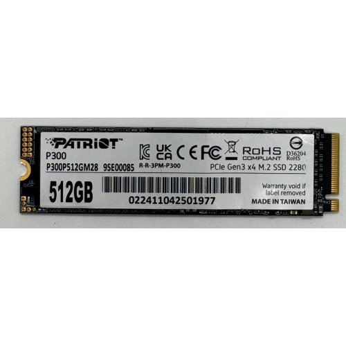 Ssd-диск Patriot P300 512GB M.2 (2280 PCI-E) NVMe x4 (P300P512GM28) (Відновлено продавцем, 864382) купити в Україні: Київ, Львів, Хмельницький, Тернопіль, Івано-Франківськ | Перевірка сумісності, низька ціна, відгуки, характеристики від TELEMART фото