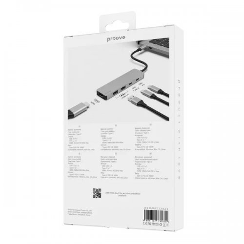 USB-хаб Proove Iron Link USB Type-C 5 in 1 (HBIL00222024) Silver купити в Україні: Київ, Львів, Хмельницький, Тернопіль, Івано-Франківськ | Низька ціна, відгуки, характеристики від TELEMART фото