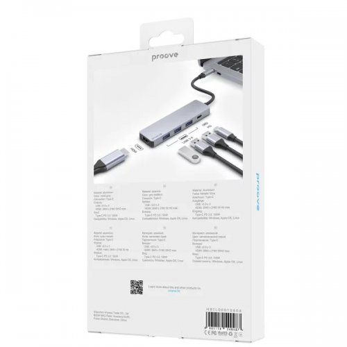 USB-хаб Proove Iron Link USB Type-C 5 in 1 (HBIL00010604) Silver купити в Україні: Київ, Львів, Хмельницький, Тернопіль, Івано-Франківськ | Низька ціна, відгуки, характеристики від TELEMART фото