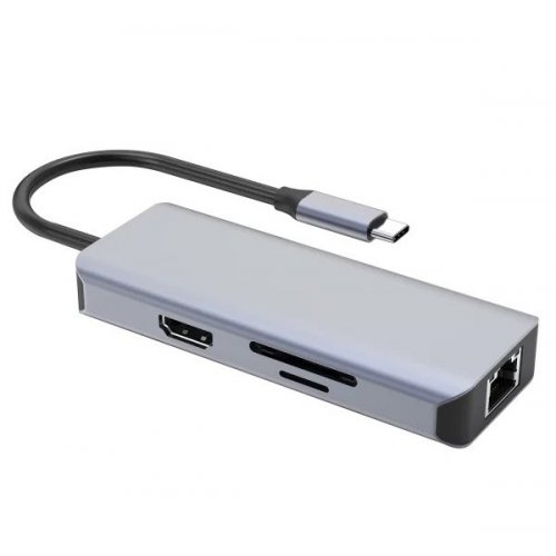 USB-хаб Proove Iron Link USB Type-C 6 in 1 (HBI700010004) Silver купити в Україні: Київ, Львів, Хмельницький, Тернопіль, Івано-Франківськ | Низька ціна, відгуки, характеристики від TELEMART фото