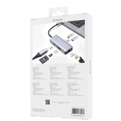 USB-хаб Proove Iron Link USB Type-C 6 in 1 (HBI700010004) Silver купити в Україні: Київ, Львів, Хмельницький, Тернопіль, Івано-Франківськ | Низька ціна, відгуки, характеристики від TELEMART фото