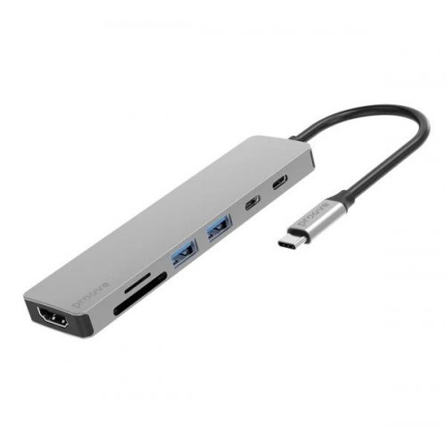 USB-хаб Proove Iron Link USB Type-C 7 in 1 (HBIL00222004) Silver купити в Україні: Київ, Львів, Хмельницький, Тернопіль, Івано-Франківськ | Низька ціна, відгуки, характеристики від TELEMART фото
