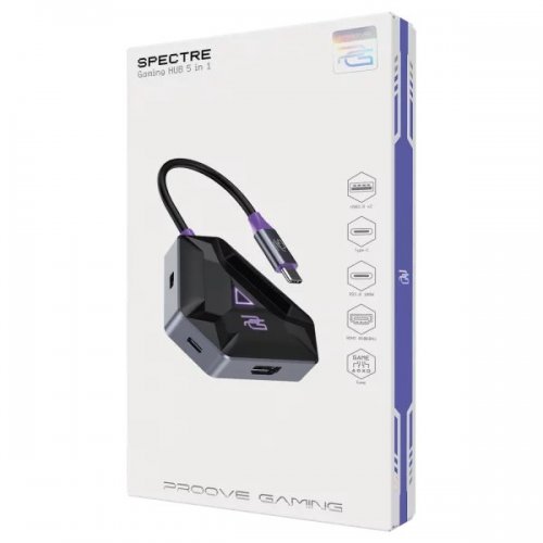 USB-хаб Proove Gaming Spectre USB Type-C 5 in 1 (HBPG10221205) Dark Gray купити в Україні: Київ, Львів, Хмельницький, Тернопіль, Івано-Франківськ | Низька ціна, відгуки, характеристики від TELEMART фото