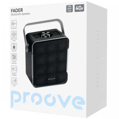 Портативна акустика Proove Fader 40W (PSFD4018AP01) Black купити в Україні: Київ, Львів, Хмельницький, Тернопіль, Івано-Франківськ | Низька ціна, відгуки, характеристики від TELEMART фото