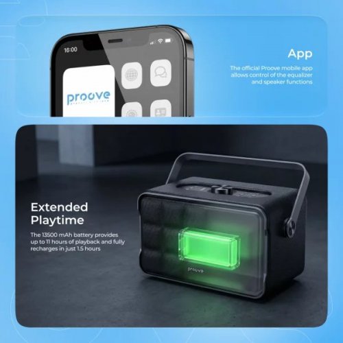 Портативна акустика Proove Fader 80W (PSFD8018AP01) Black купити в Україні: Київ, Львів, Хмельницький, Тернопіль, Івано-Франківськ | Низька ціна, відгуки, характеристики від TELEMART фото