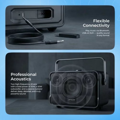 Портативна акустика Proove Fader 80W (PSFD8018AP01) Black купити в Україні: Київ, Львів, Хмельницький, Тернопіль, Івано-Франківськ | Низька ціна, відгуки, характеристики від TELEMART фото