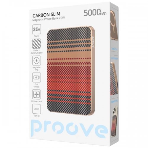 Powerbank Proove Carbon Slim 5000mAh 20W (PBCS20010052) Glowrise купити в Україні: Київ, Львів, Хмельницький, Тернопіль, Івано-Франківськ | Низька ціна, відгуки, характеристики від TELEMART фото