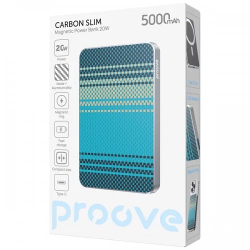 Powerbank Proove Carbon Slim 5000mAh 20W (PBCS20010051) Nightfall купить в Украине: Киев, Днепр, Харьков, Одесса  | Низкая цена, отзывы, характеристики от TELEMART фото