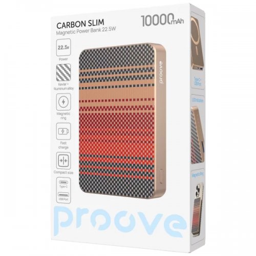 Powerbank Proove Carbon Slim 10000mAh 22.5W (PBCS22110052) Glowrise купити в Україні: Київ, Львів, Хмельницький, Тернопіль, Івано-Франківськ | Низька ціна, відгуки, характеристики від TELEMART фото