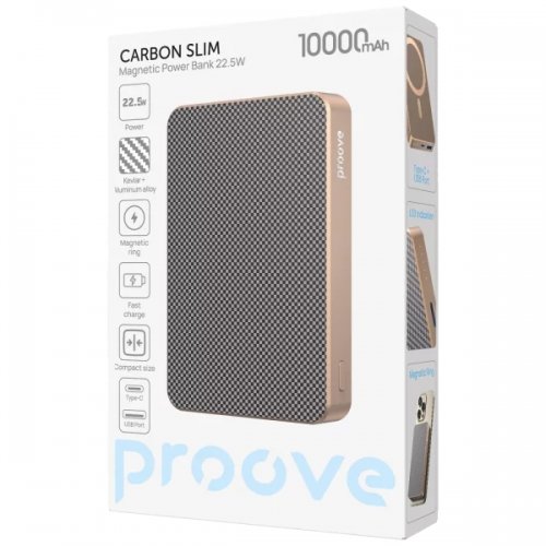 Powerbank Proove Carbon Slim 10000mAh 22.5W (PBCS22110050) Sunflare купити в Україні: Київ, Львів, Хмельницький, Тернопіль, Івано-Франківськ | Низька ціна, відгуки, характеристики від TELEMART фото