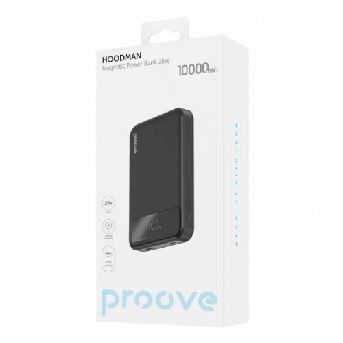 Powerbank Proove Hoodman Magnetic 10000mAh 20W (PBH120010001) Black купить в Украине: Киев, Днепр, Харьков, Одесса  | Низкая цена, отзывы, характеристики от TELEMART фото
