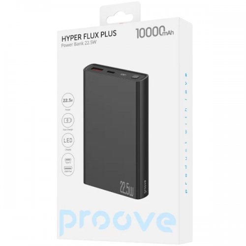 Powerbank Proove Hyper Flux Plus 10000mAh 22.5W (PBF122120001) Black купити в Україні: Київ, Львів, Хмельницький, Тернопіль, Івано-Франківськ | Низька ціна, відгуки, характеристики від TELEMART фото