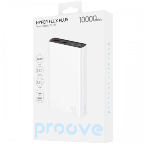 Powerbank Proove Hyper Flux Plus 10000mAh 22.5W (PBF122120002) White купити в Україні: Київ, Львів, Хмельницький, Тернопіль, Івано-Франківськ | Низька ціна, відгуки, характеристики від TELEMART фото